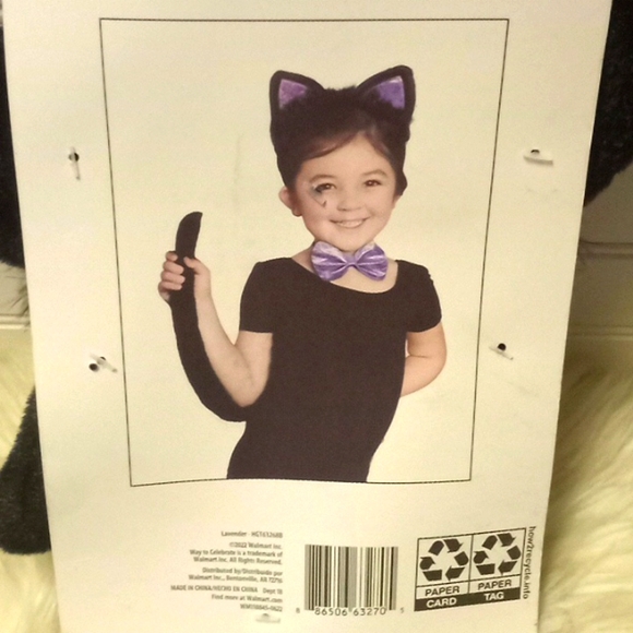 Halloween Cat Kit- 3 Pc Accessories. Black & Purple - Picture 8 of 12
